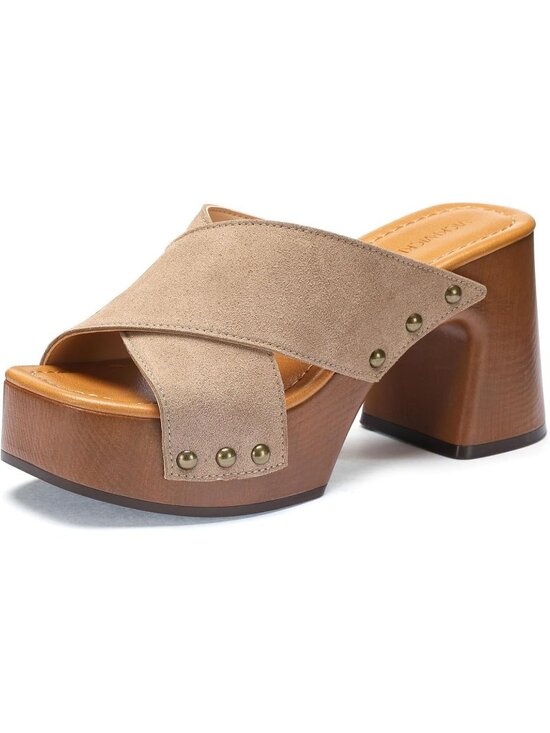 Shoes - Women's Sand Platform Chunky Sandals Square Open Toe Block Heel Dressy Shoes